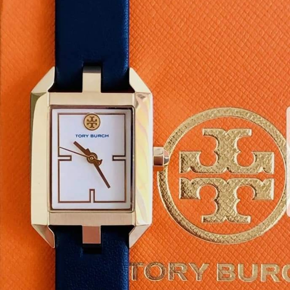 TORY BURCH DALLOWAY Navy Blue Leather Watch